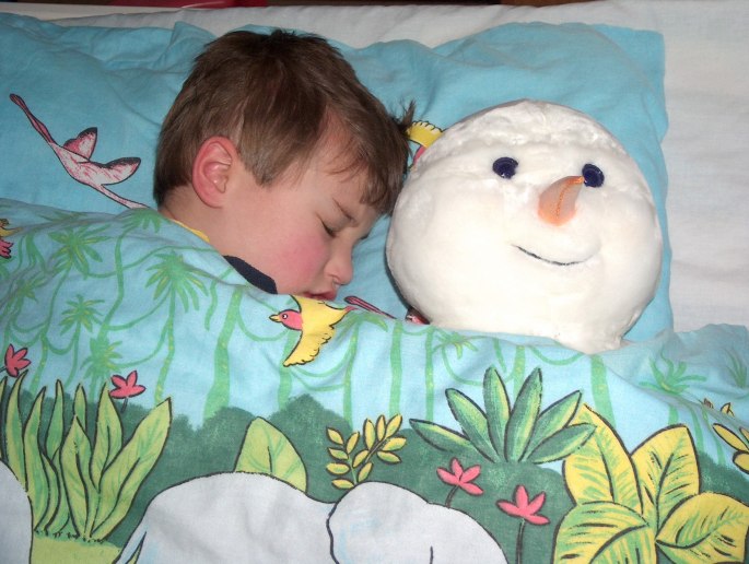James asleep with Frosty v2 - Christmas 2007